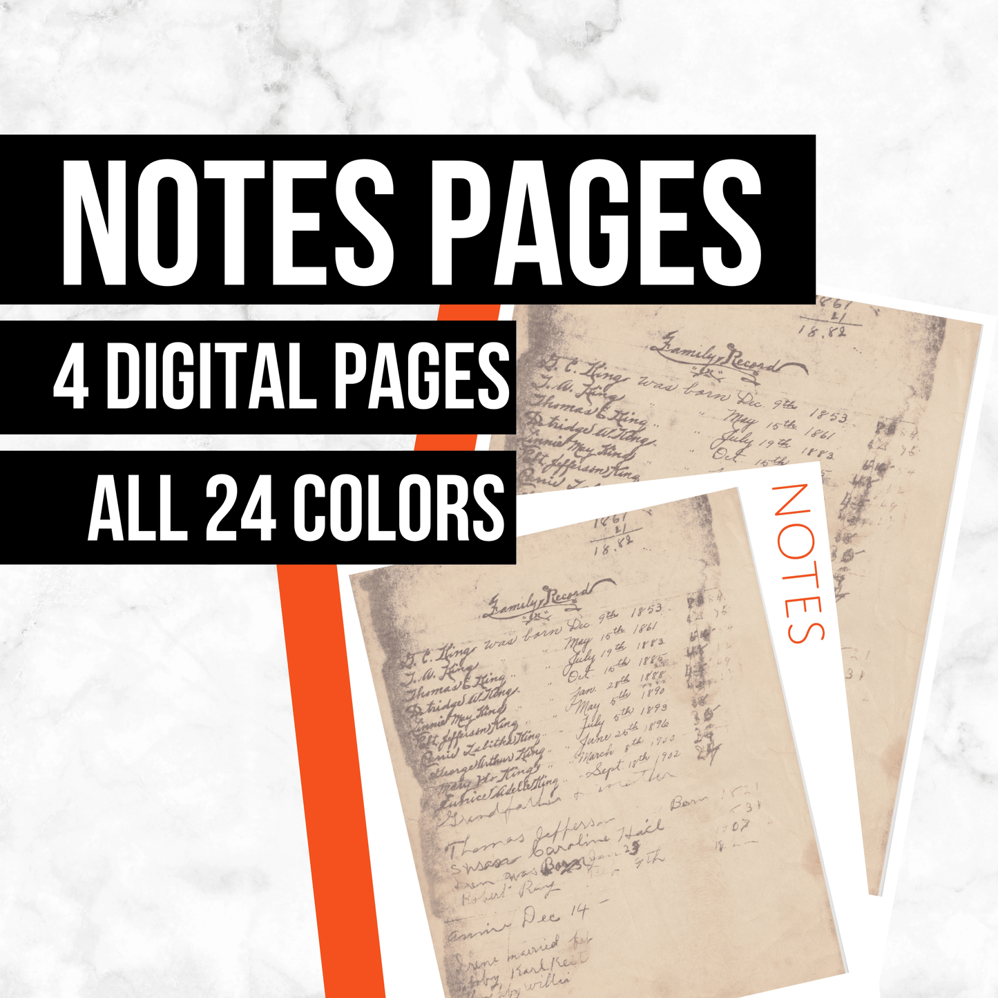Notes Pages: Printable Genealogy Form (Digital Download)