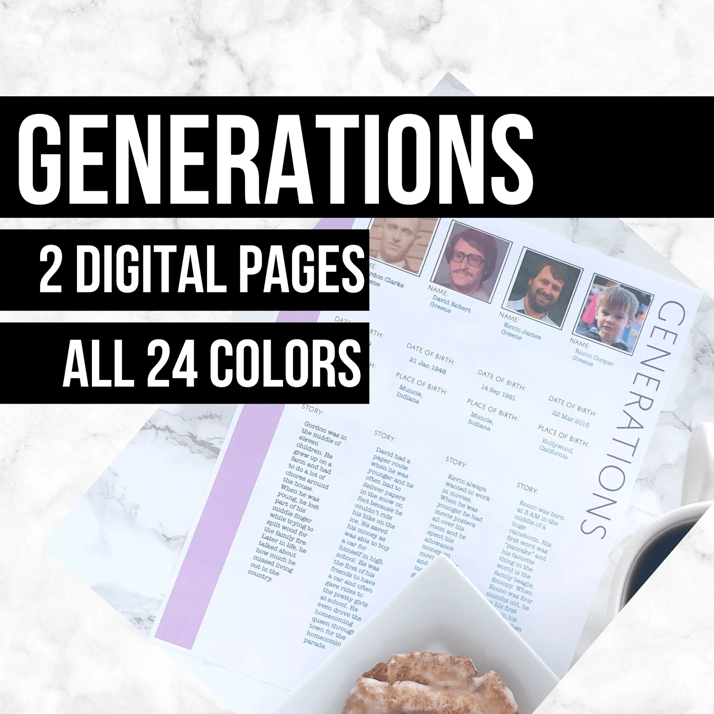 Generations: Printable Genealogy Form (Digital Download)