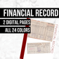 Financial Record: Printable Genealogy Form (Digital Download)