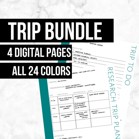 Trip Bundle: Printable Genealogy Form (Digital Download)