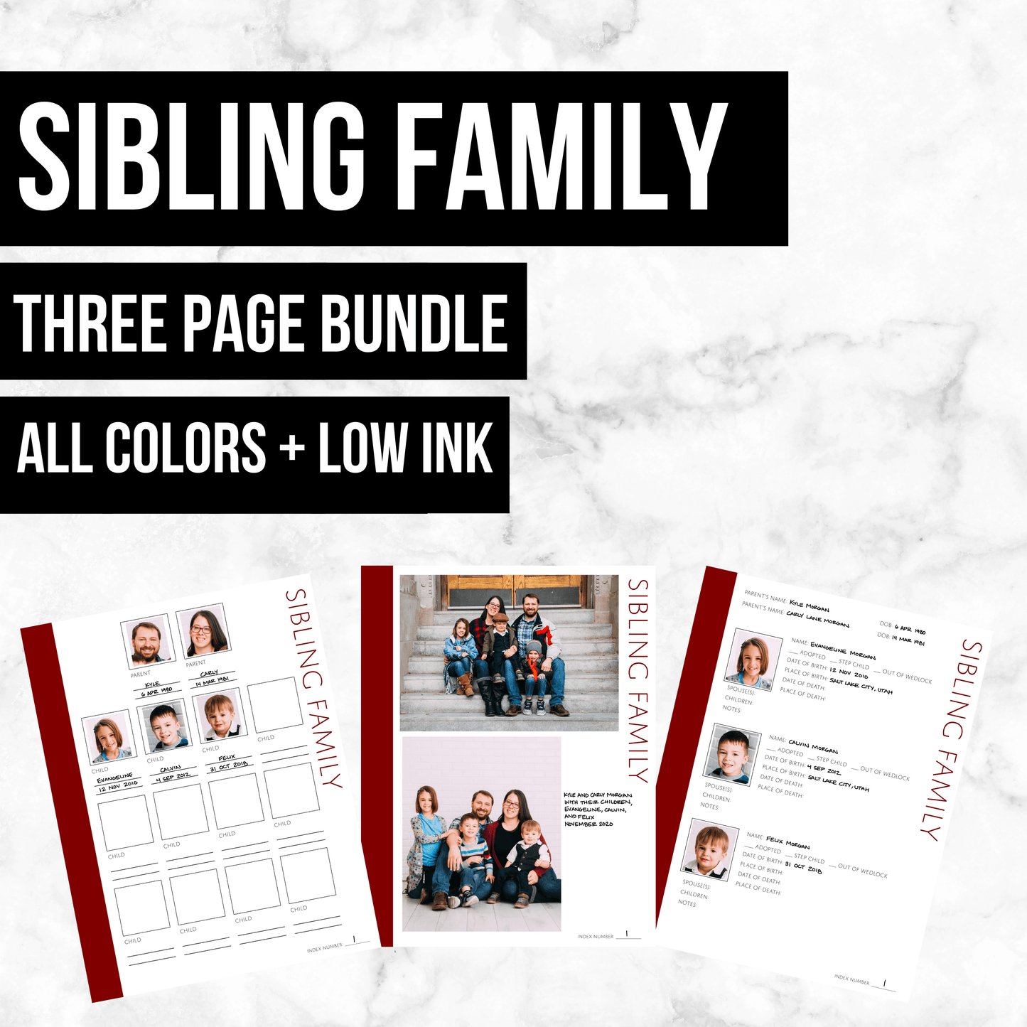 Sibling Family Bundle: Printable Genealogy Forms (Digital Download)