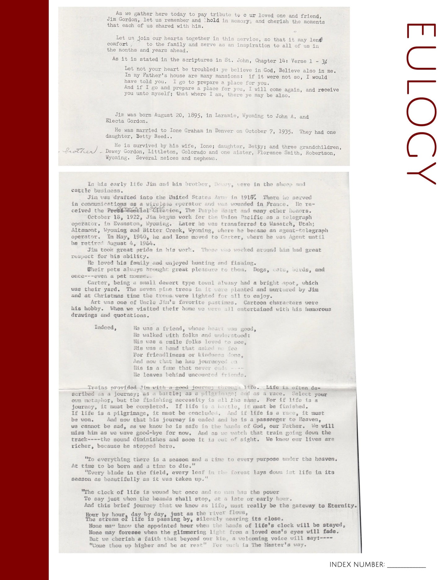 Eulogy: Printable Genealogy Form (Digital Download)