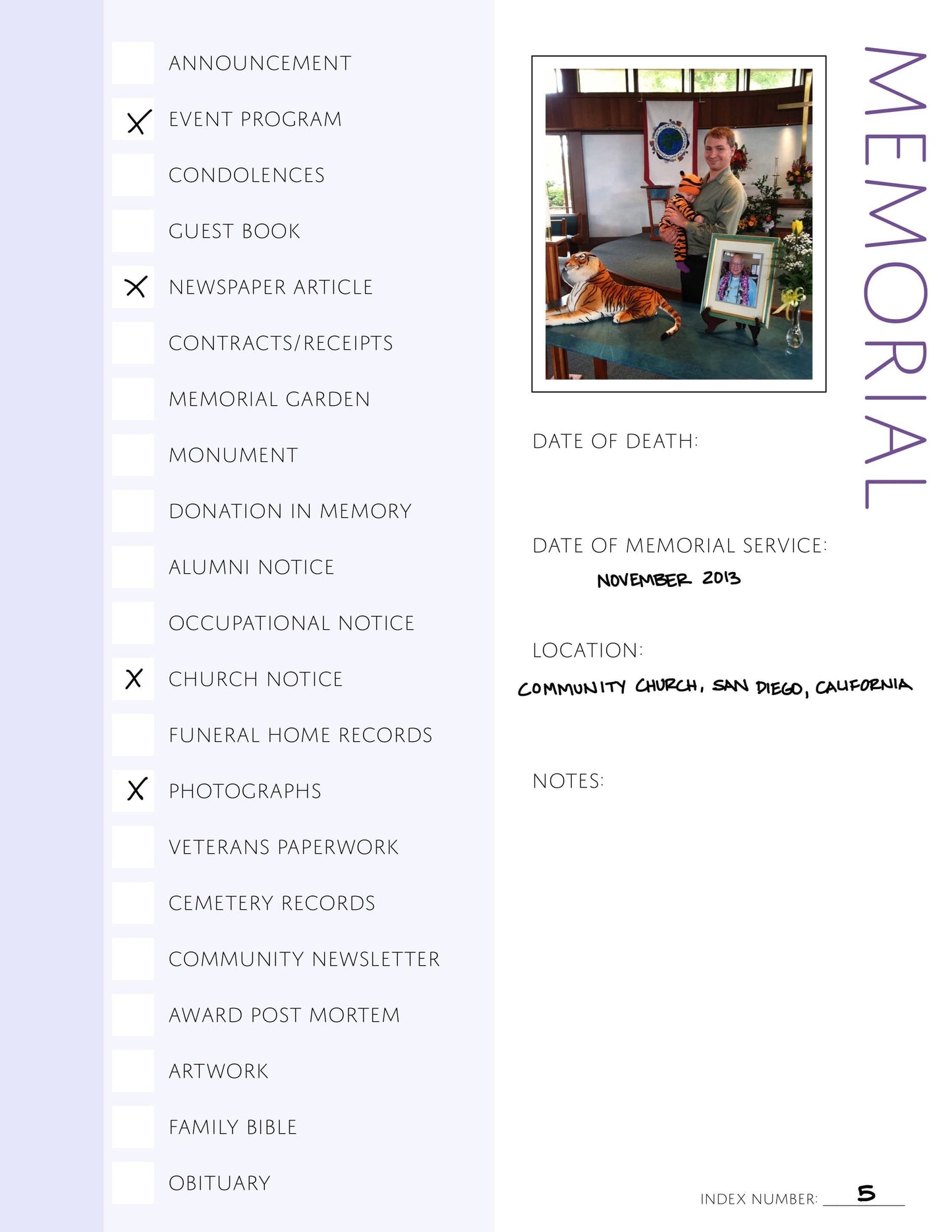 Memorial Pages: Printable Genealogy Form (Digital Download)