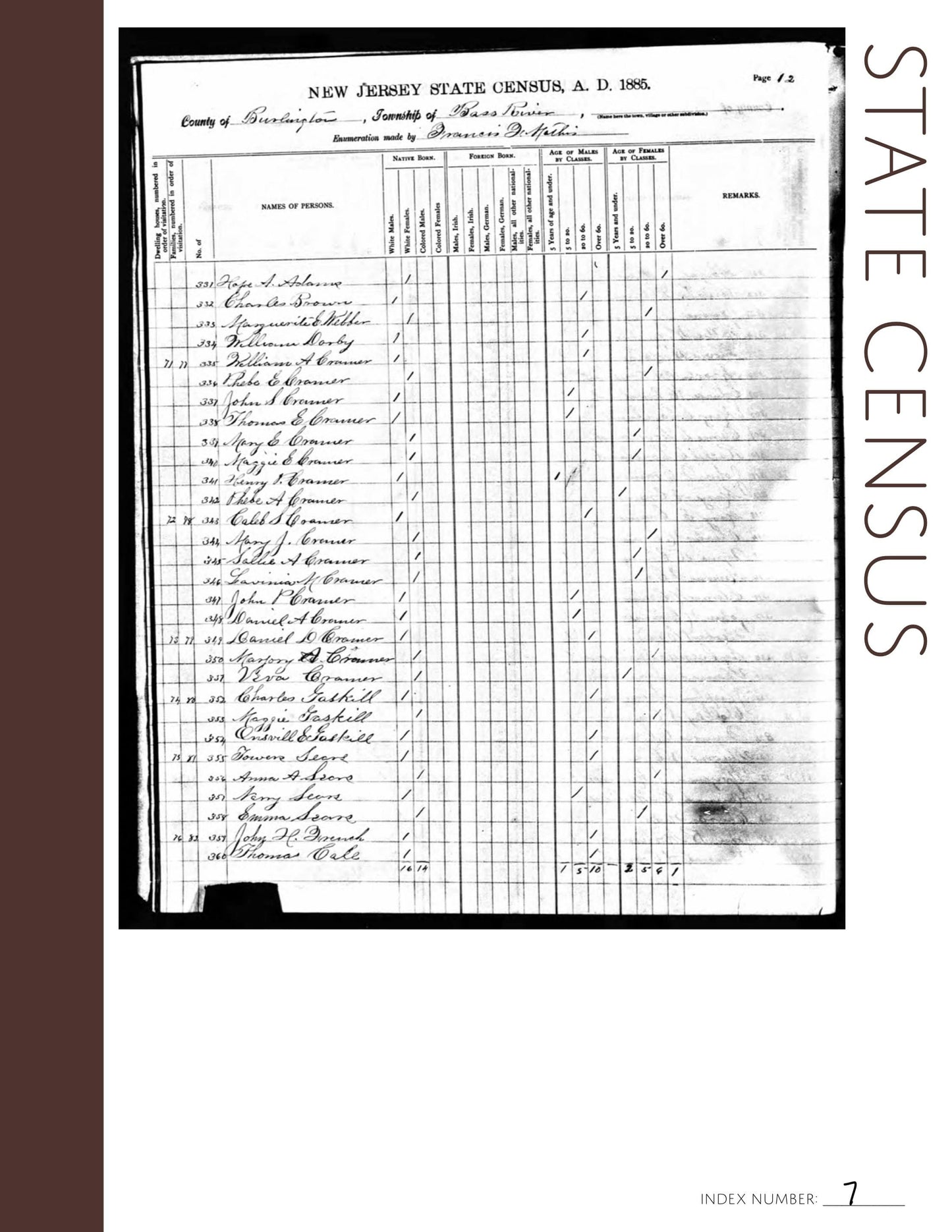 State Census Page: Printable Genealogy Form (Digital Download)