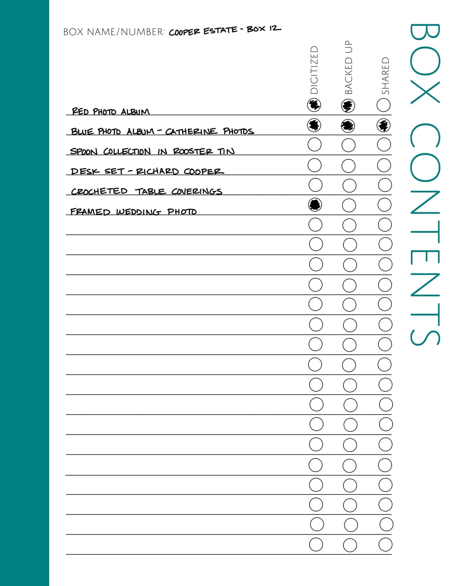 Box Bundle: Printable Genealogy Form (Digital Download)