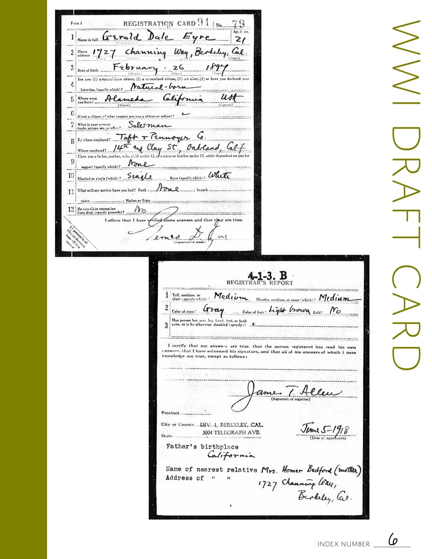 WWI Draft Card (Blank): Printable Ancestry Form for Genealogy (Digital Download)