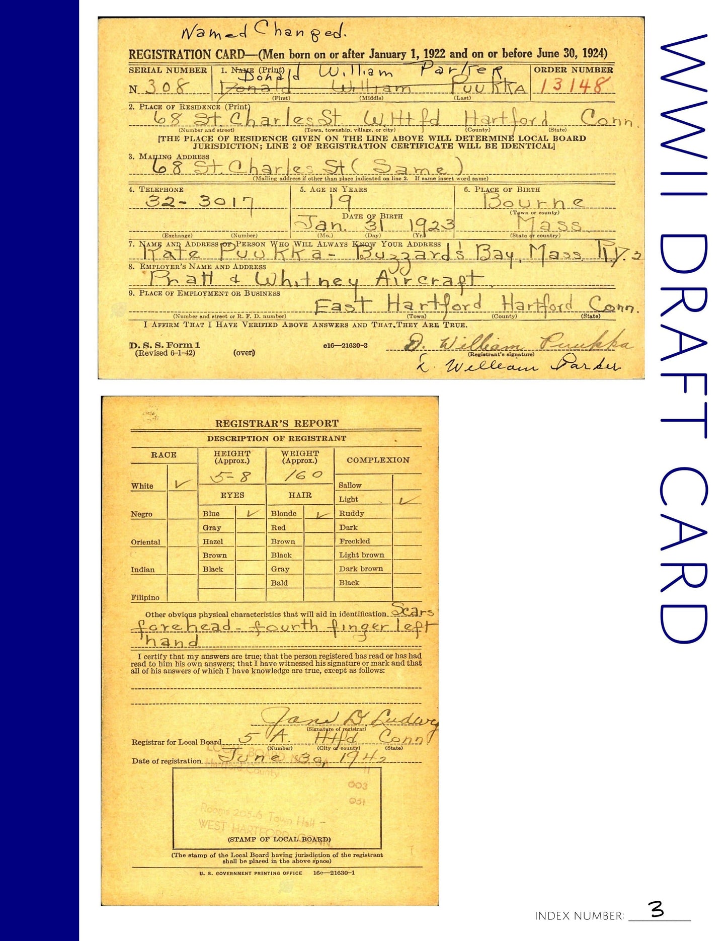 WWII Draft Card (Blank): Printable Ancestry Form for Genealogy (Digital Download)