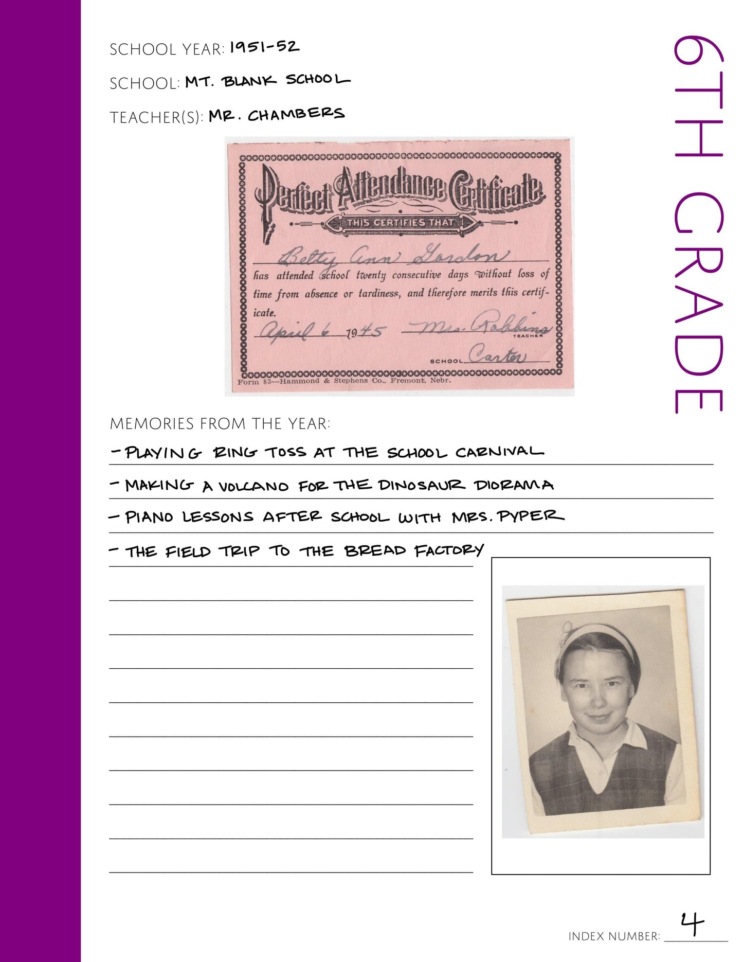 6th Grade: Printable Genealogy Form (Digital Download)