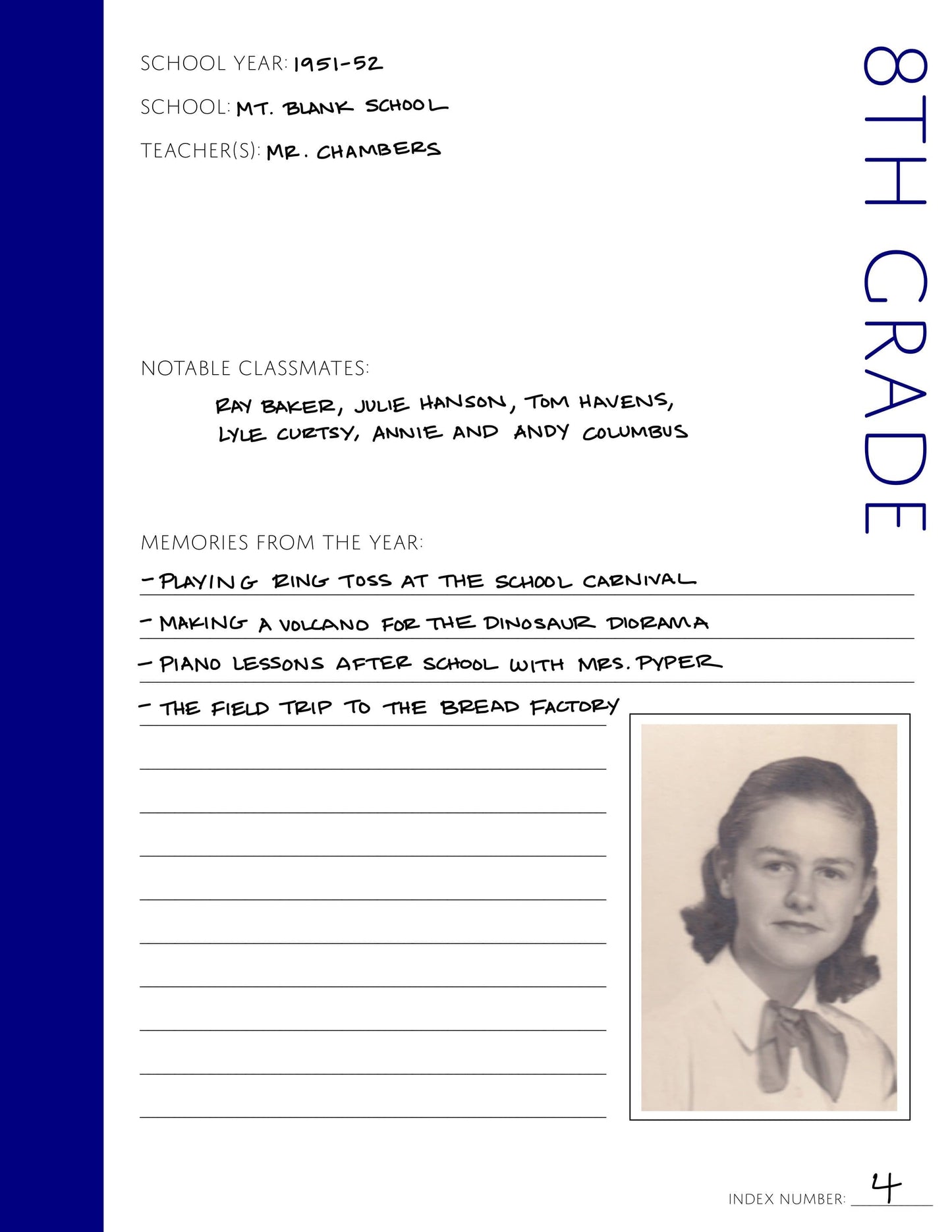 8th Grade: Printable Genealogy Form (Digital Download)