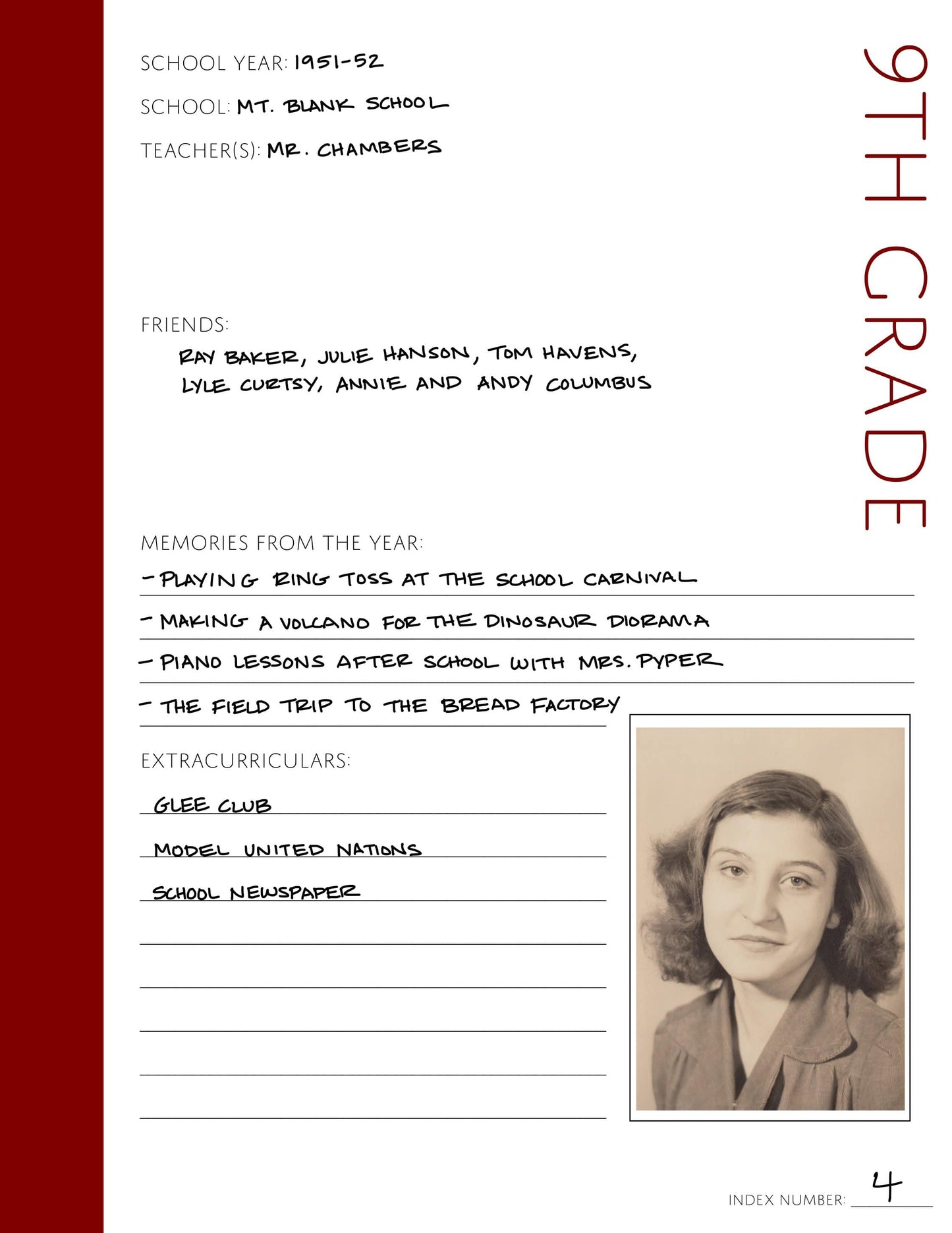 9th Grade: Printable Genealogy Form (Digital Download)
