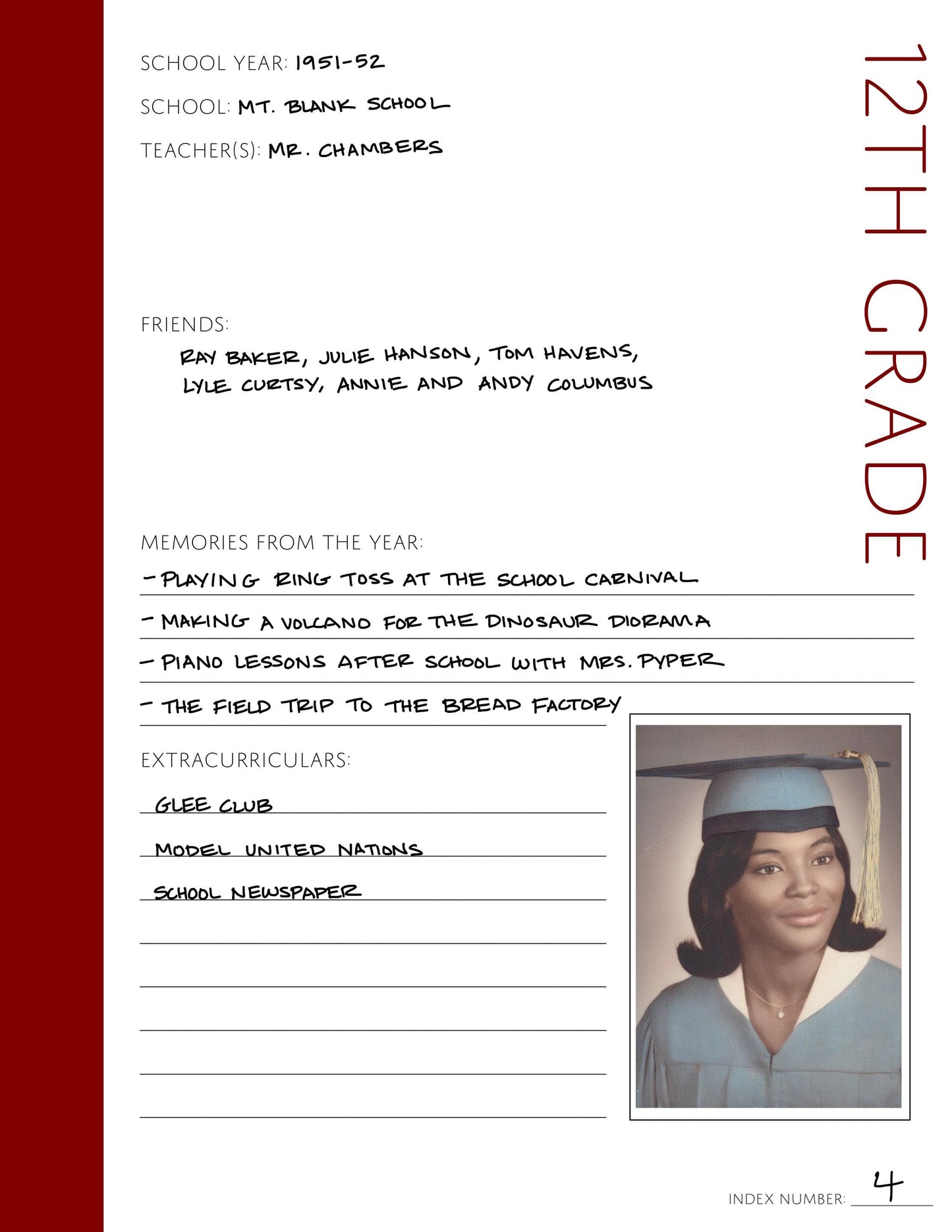 12th Grade: Printable Genealogy Form (Digital Download)