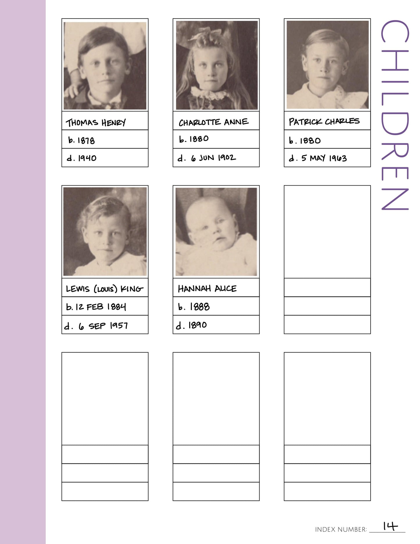 Children Photo Grid Page: Printable Genealogy Form (Digital Download)