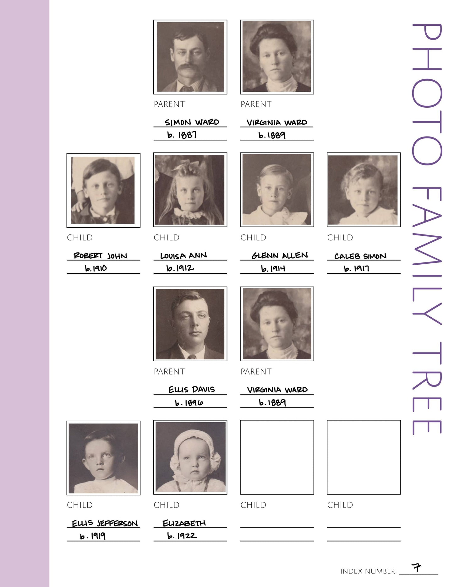 Photo Family Tree Split Page: Printable Genealogy Form (Digital Download)