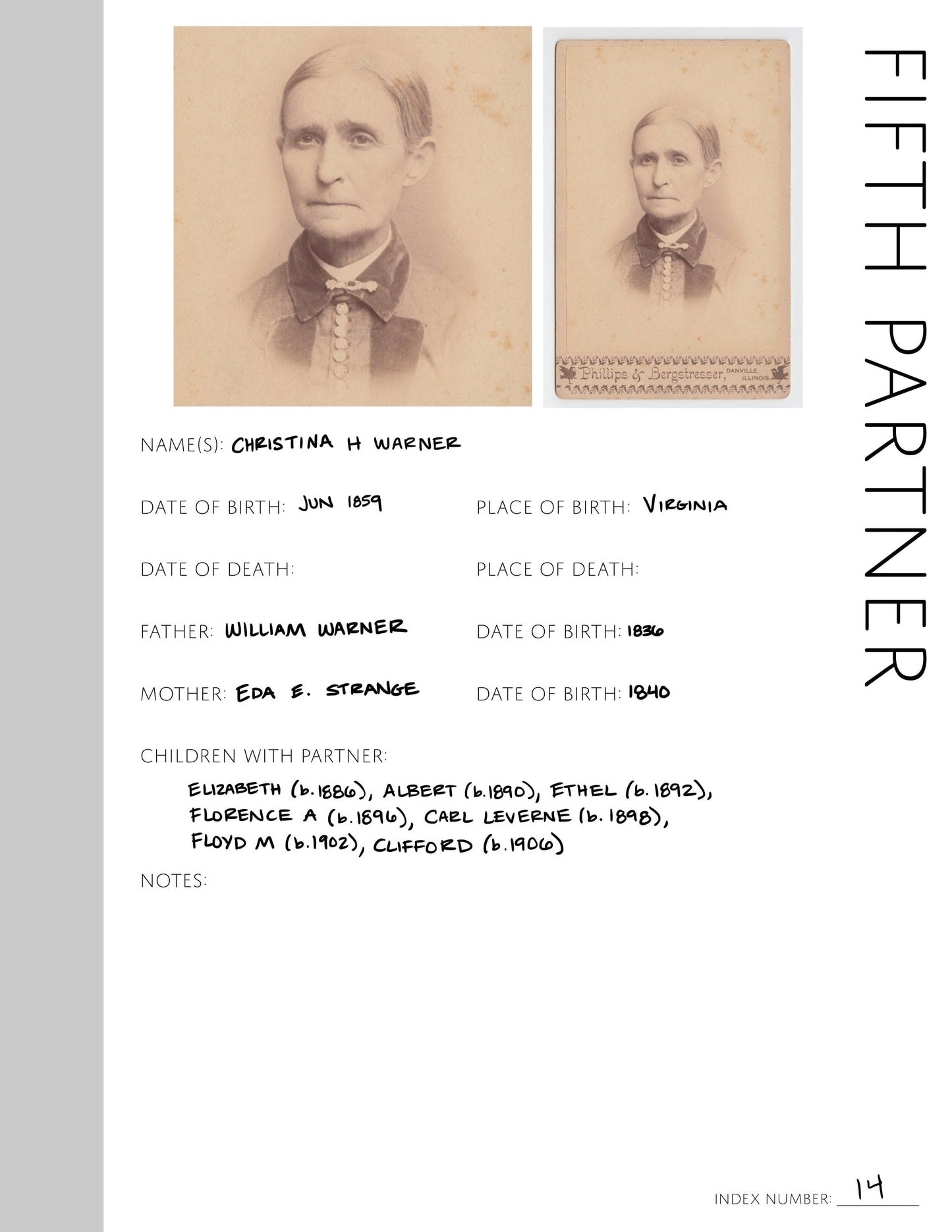 Fifth Partner: Printable Genealogy Page (Digital Download)