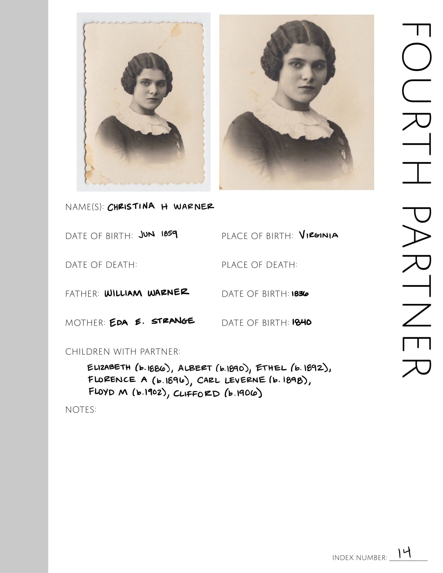 Fourth Partner: Printable Genealogy Page (Digital Download)