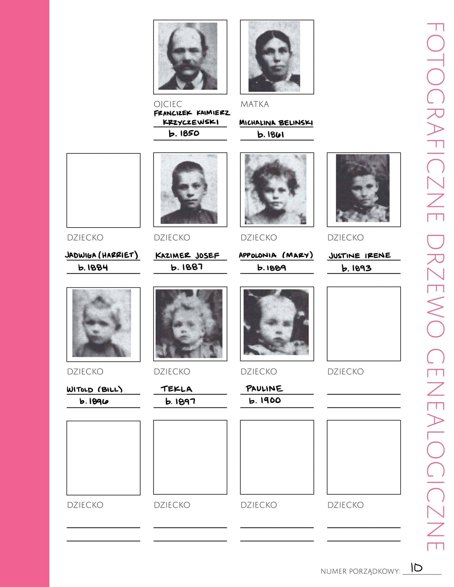 Deluxe Genealogy Pages in Polish /// 200-Page Family History Bundle - Pink (Digital Download)