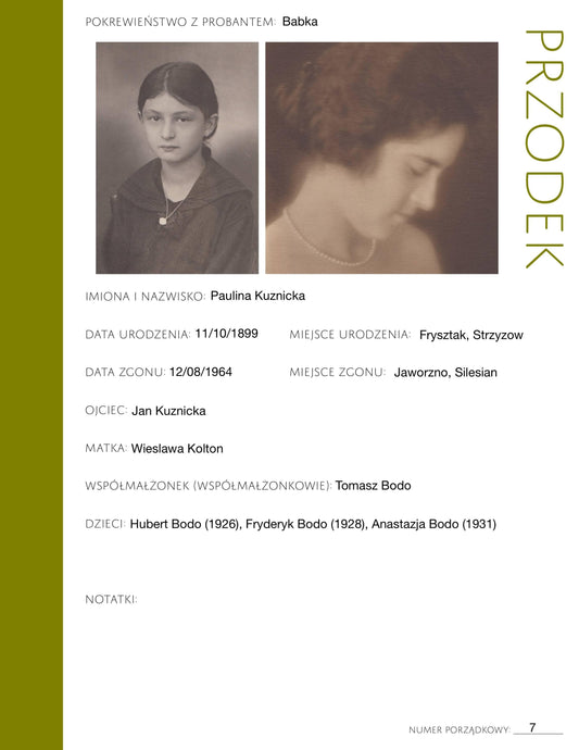 Deluxe Genealogy Pages in Polish /// 200-Page Family History Bundle - Olive Green (Digital Download)