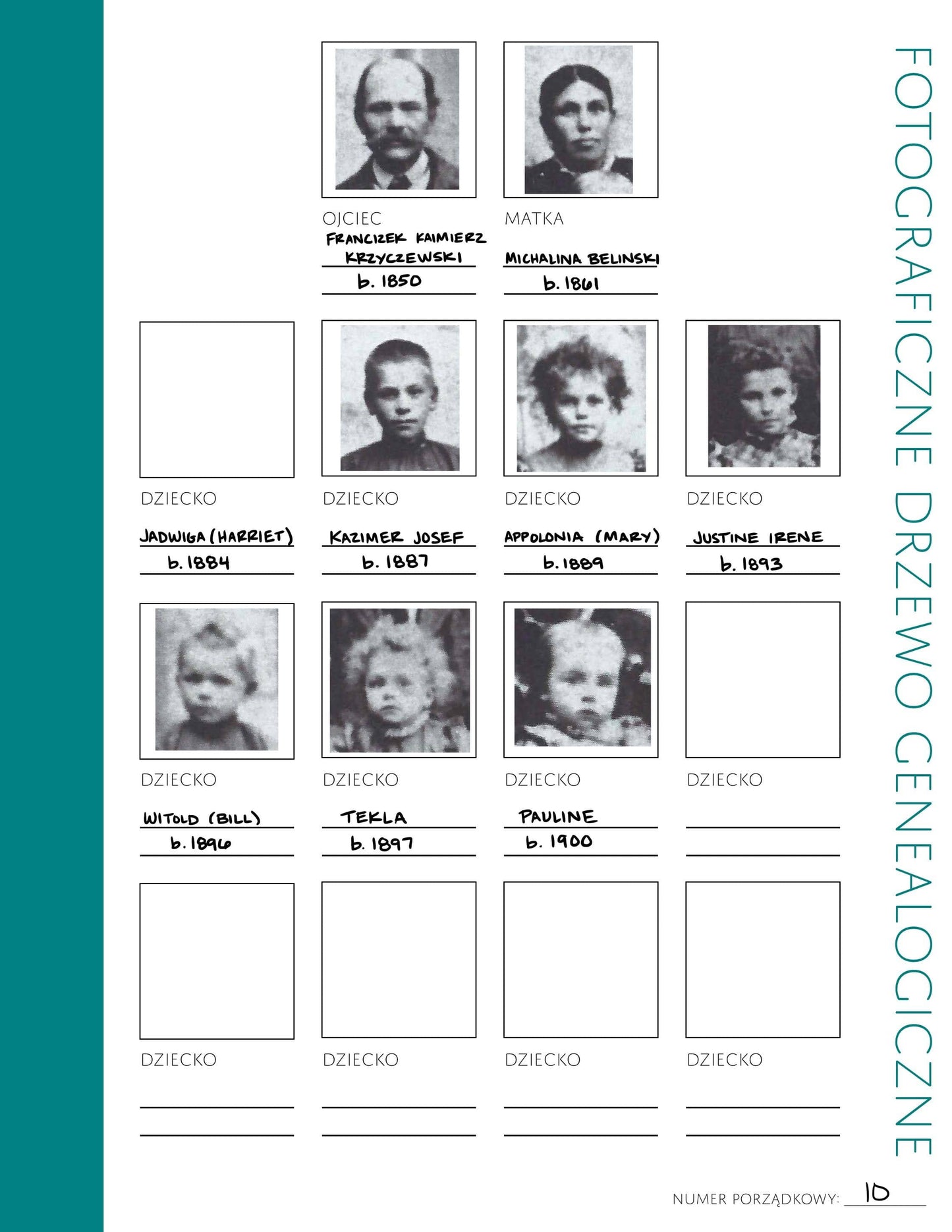 Deluxe Genealogy Pages in Polish /// 200-Page Family History Bundle - Teal (Digital Download)