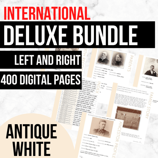 International Deluxe Family History Bundle - Antique White (Digital Download) - Family Tree Notebooks