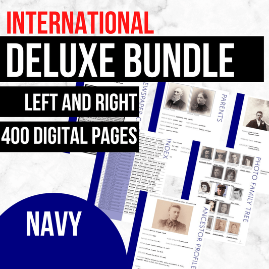 International Deluxe Family History Bundle - Navy Blue (Digital Download) - Family Tree Notebooks