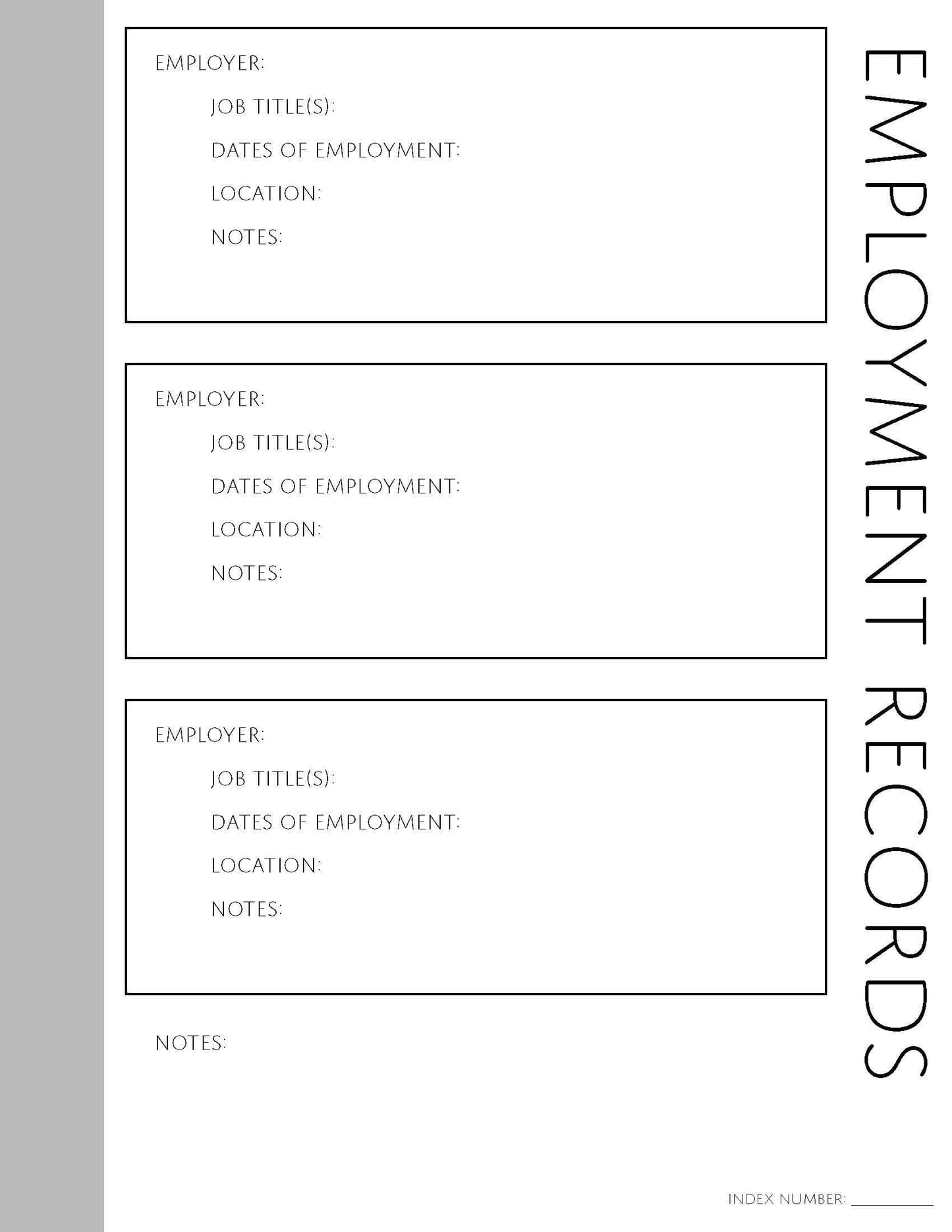 Employment Records: Printable Genealogy Form (Digital Download)