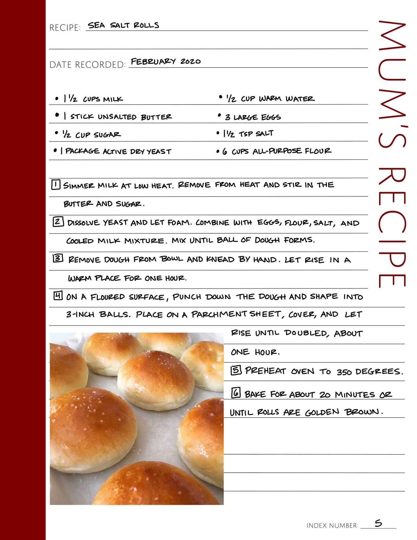 Mum's Recipe: Printable Genealogy Form (Digital Download)