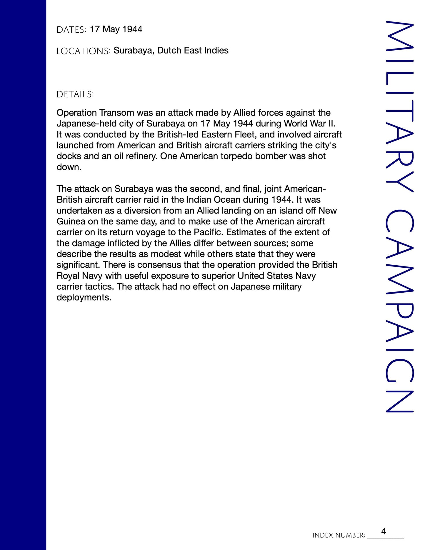 Military Campaign: Printable Genealogy Form (Digital Download)