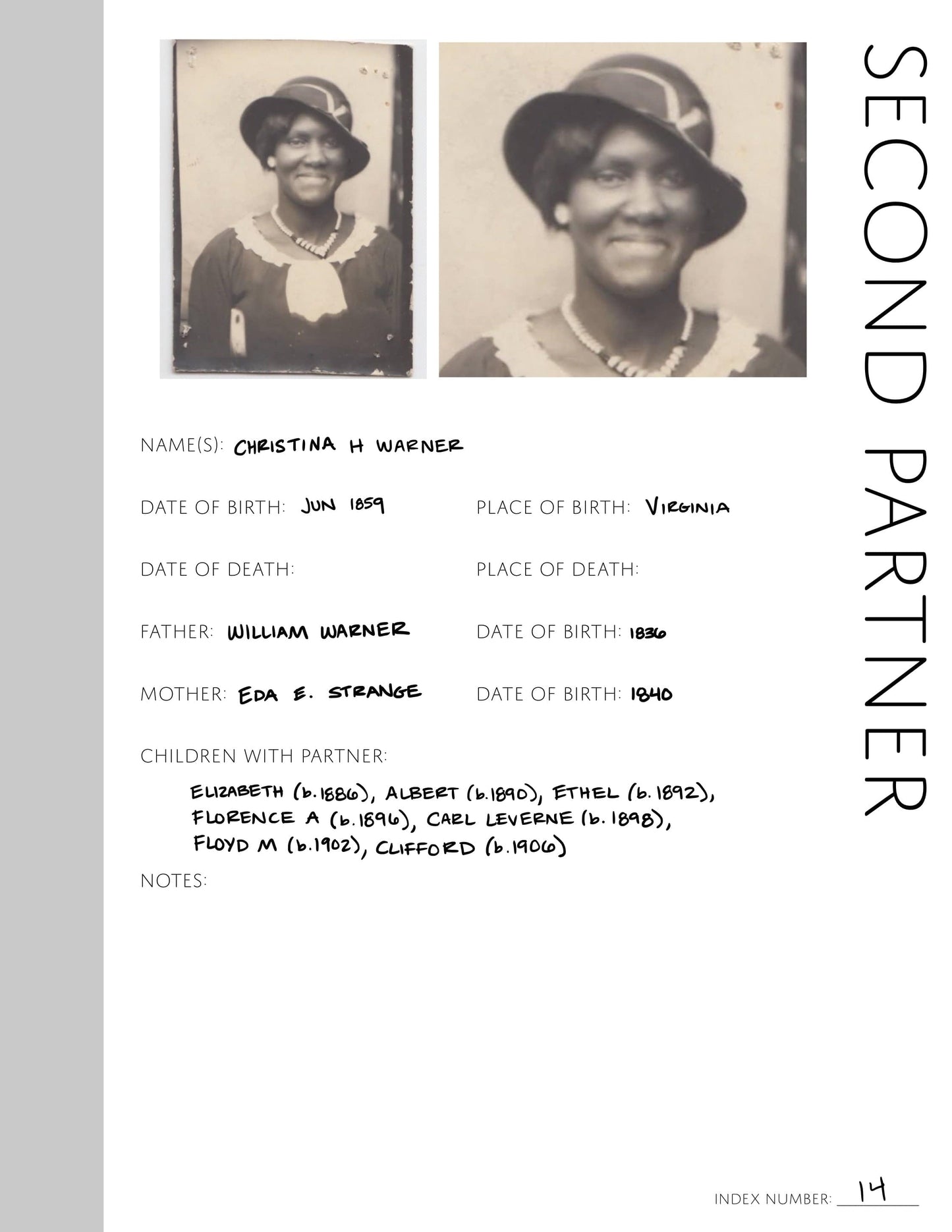 Second Partner: Printable Genealogy Page (Digital Download)