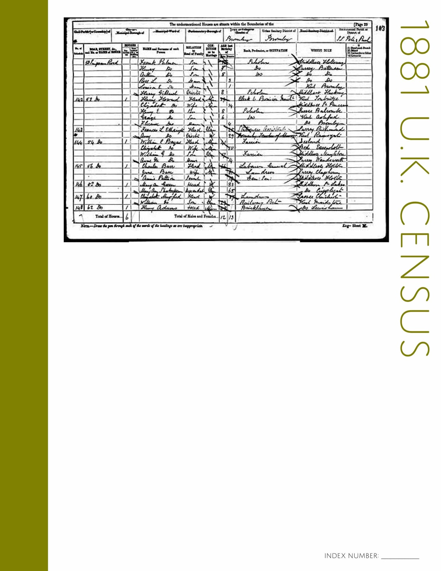 Blank UK Census Pages: Printable Genealogy Form (Digital Download)