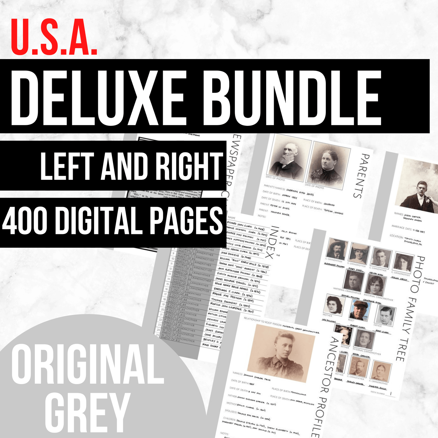 USA Deluxe Family History Bundle - Original Grey (Digital Download)