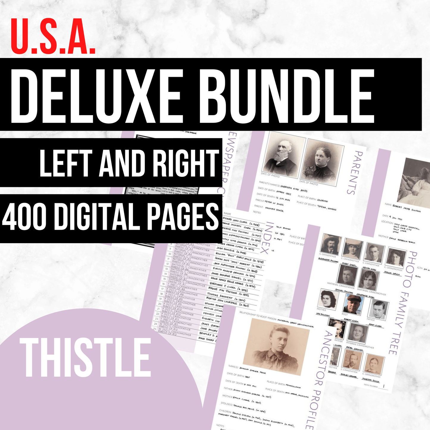 USA Deluxe Family History Bundle - Thistle (Digital Download)